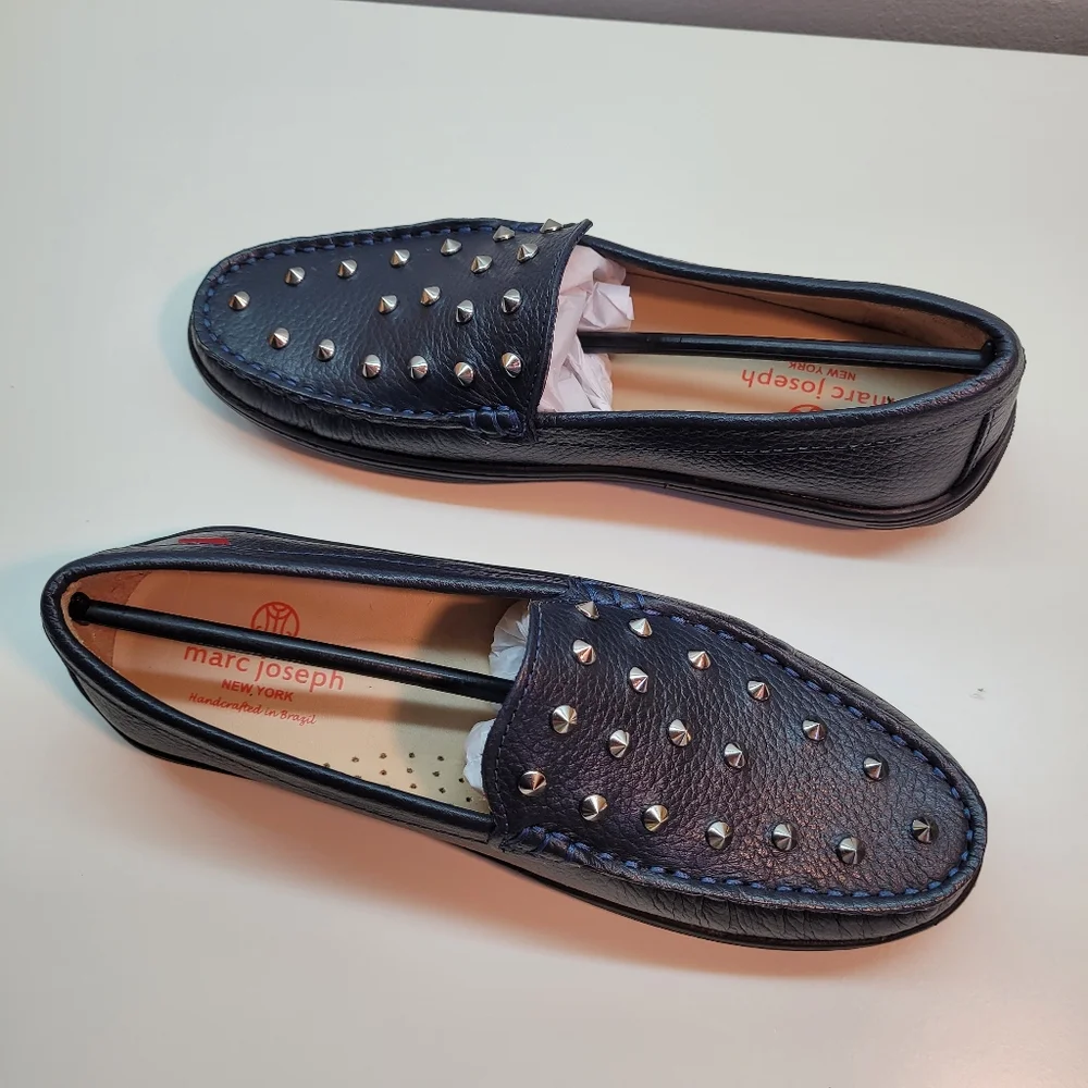 MARC JOSEPH NEW YORK Kids Boys/Girls Leather Navy blue loafers Size 4.5